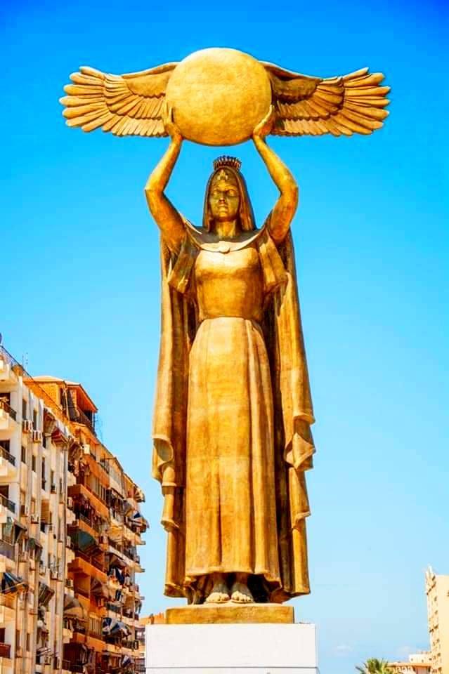Om El Donia Largest Modern Bronze Statue Standing at Port Said